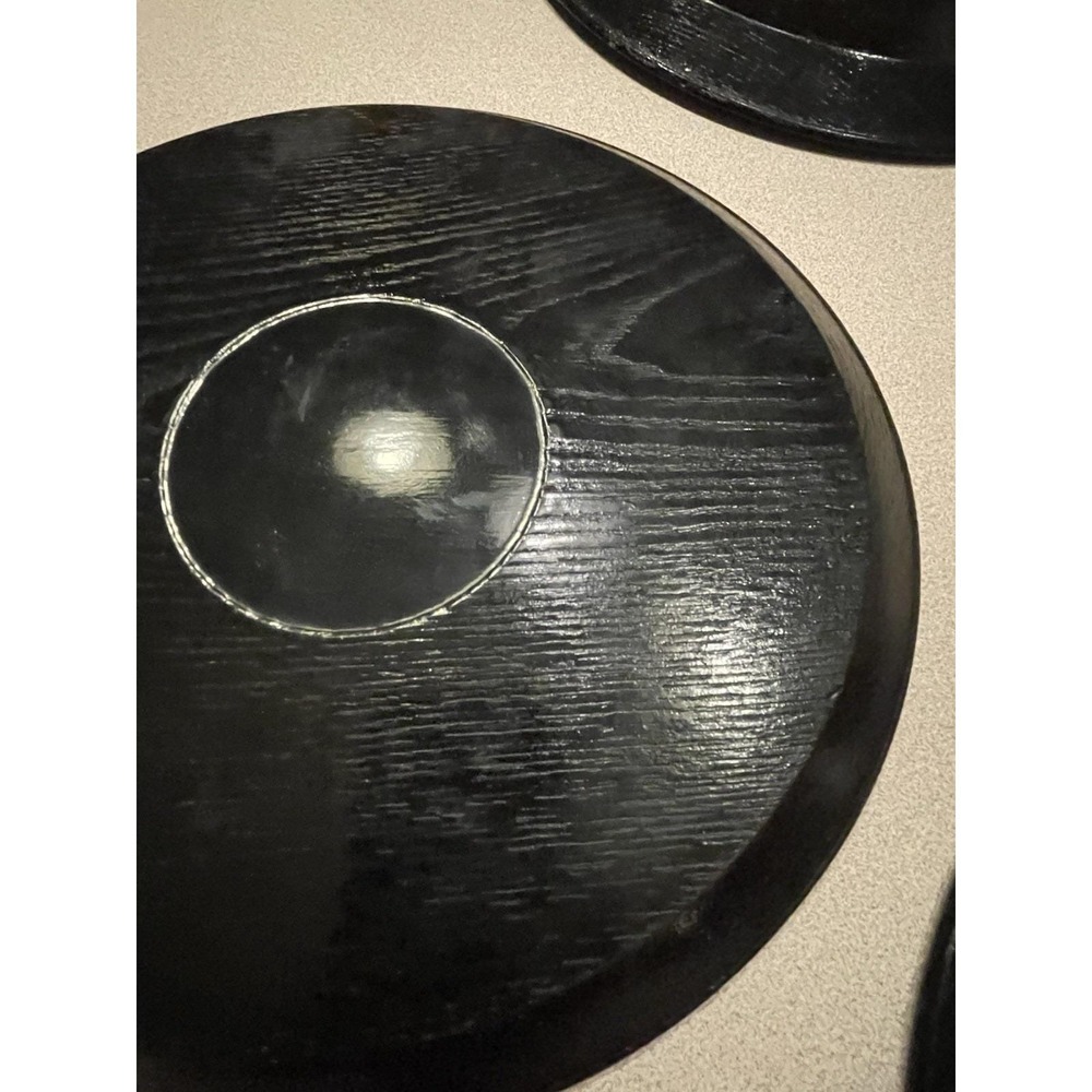 Set Of 3 Vintage Round 10" Japanese Wood Serving Tea Tray Plate Oriental Decor - Picture 8 of 16